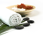 Spa setting with white towel
